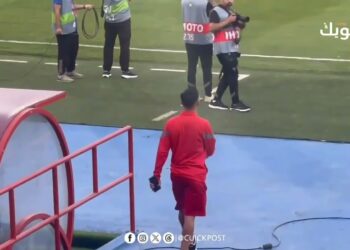 شاهد …لحظة ولوج العناصر الوطنية رقعة الميدان لتحية الجمهور